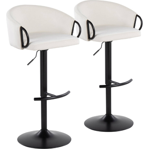 Claire Adjustable Swivel Bar Stool in Black Metal & Cream Velvet (Set of 2)